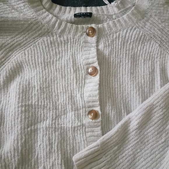 Torrid White Button Down Cable Knit Cardigan Sweater - Picture 2 of 6